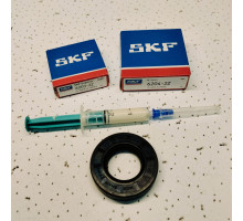 Ремкомплект бака стиральных машин Индезит, Аристон SKF France подшипники 6203 + 6204 + сальник 25*47*10 SKL + смазка 2 мл