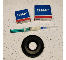 Ремкомплект бака стиральных машин Индезит, Аристон подшипники SKF France 6203 + 6204 + сальник 25*47/64*7/10,5 + смазка 2мл 