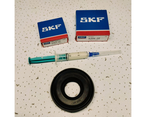 Ремкомплект бака стиральных машин Индезит, Аристон подшипники SKF France 6203 + 6204 + сальник 25*47/64*7/10,5 + смазка 2мл