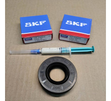 Ремкомплект бака стиральных машин Bosch Maxx, подшипник SKF France 6204 2Z + 6205 2Z + сальник бака 28*62*10/12 TCY + смазка 2мл