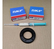 Ремкомплект разборного бака стиральных машин BOSCH, SIEMENS, NEFF, ELECTROLUX, VESTEL подшипники SKF FRANCE 2Z 6204+6205+ сальник бака 30*52*10/12 WLK + смазка в шприце 2мл