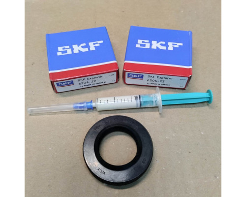 Ремкомплект бака Атлант, Индезит, Аристон, подшипники SKF France 6204 + 6205+ сальник 30*52*8,5/10,5 WLK + смазка 2мл