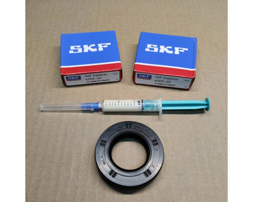 Ремкомплект бака стиральных машин Beko, Candy, подшипник SKF France 6204 2Z + 6205 2Z + сальник бака 30*55*10 WLK + смазка 2мл