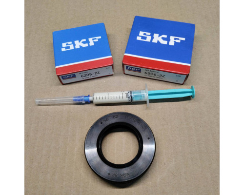 Ремкомплект бака стиральных машин Electrolux, Hansa подшипники SKF France 6205+6206+ сальник бака 35X62X11/12.5 NQK + смазка для сальника 2 мл
