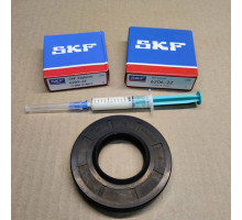 Ремкомплект бака стиральных машин LG подшипник SKF France 6205 2Z + 6206 2Z + сальник бака 37x76x9.5/12 GP + смазка для сальника  2 мл